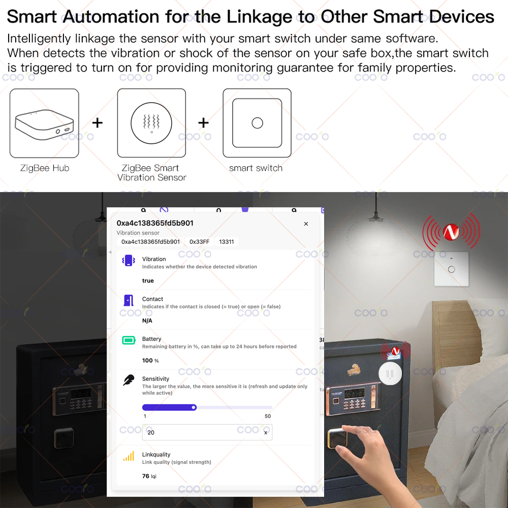 ZigBee 3.0 Vibration Sensor Re - مراجعة Smart Home Tools وسعره