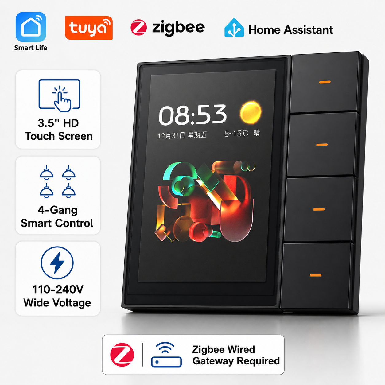 F3-pro Tuya Smart Panel ZigBee - مراجعة Smart Home Touchscreen Control Panel وسعره