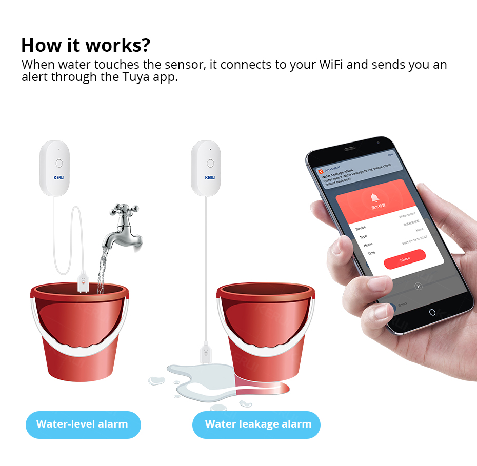 KERUI Smart  WiFi Water Sensor - مراجعة Wifi Water Sensor وسعره