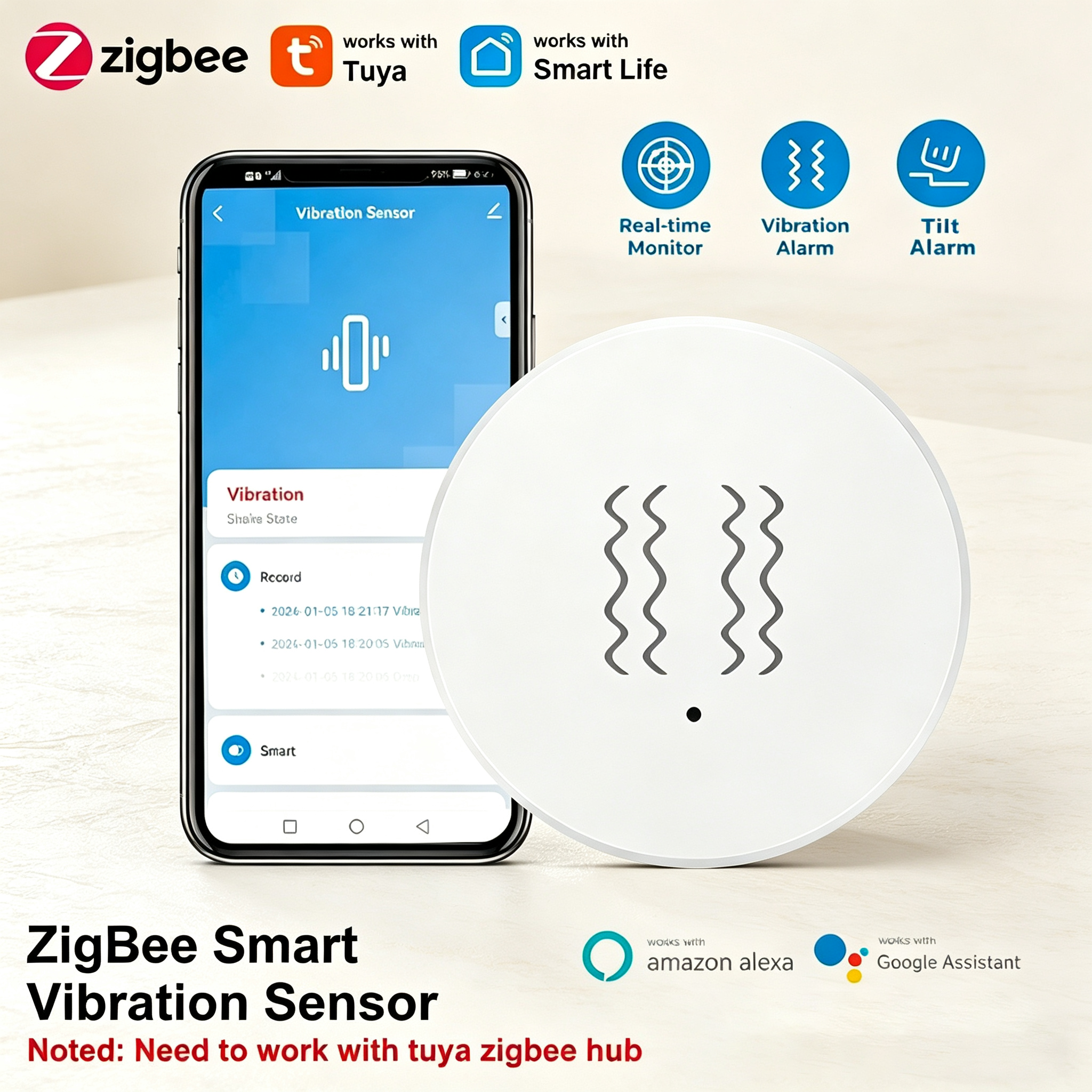 Tuya ZigBee Smart Vibration &  - مراجعة Smart Home Tools وسعره