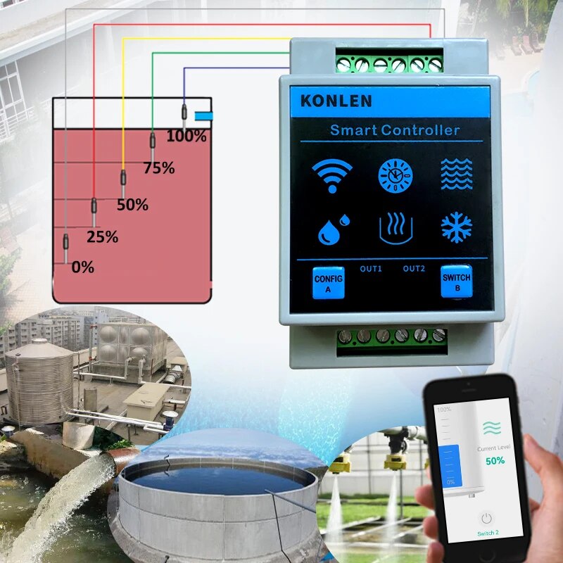 KONLEN Tuya Water Level Sensor - مراجعة Wifi Water Sensor وسعره